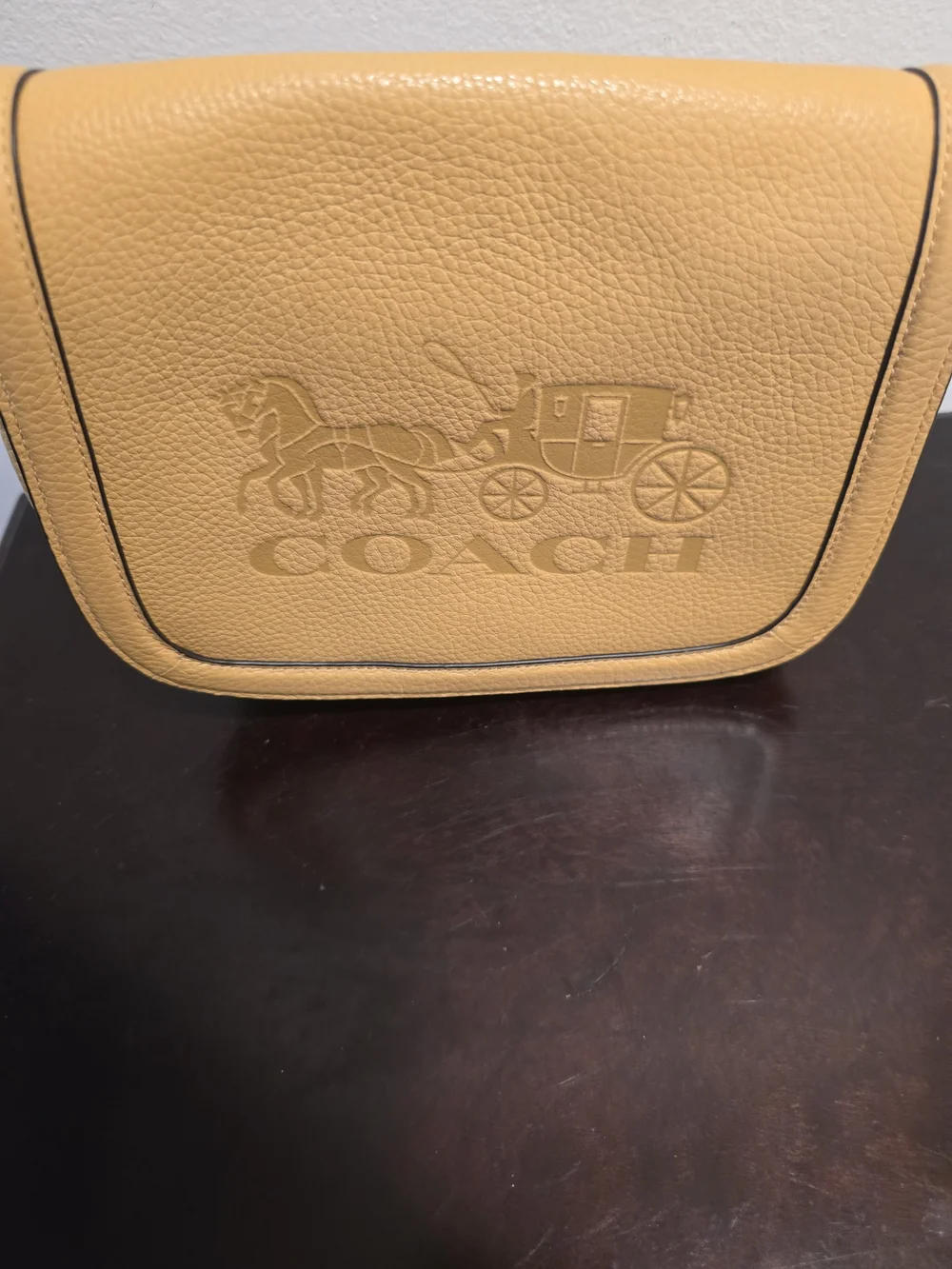 Coach Pebbled Leather Saddle Bag in Mustard